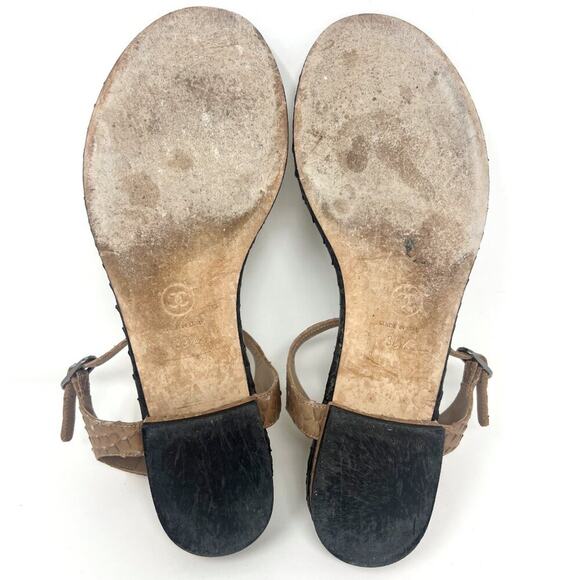 Chanel Python Leather CC Logo T-Strap Sandals Tan/Black EU39.5 - Picture 8 of 8